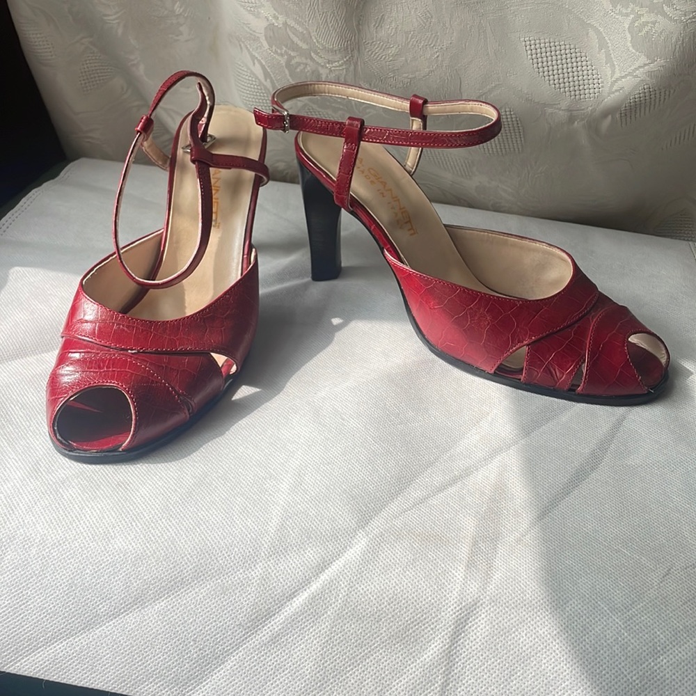 Made in Italy A.Giannetti ladies croc Platform stiletto ankle strap heel